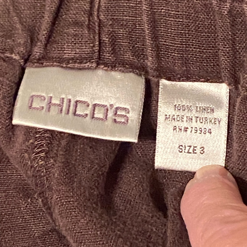 Chicos 100% Linen Pants Chocolate Brown Size 3 (14/16) So on trend